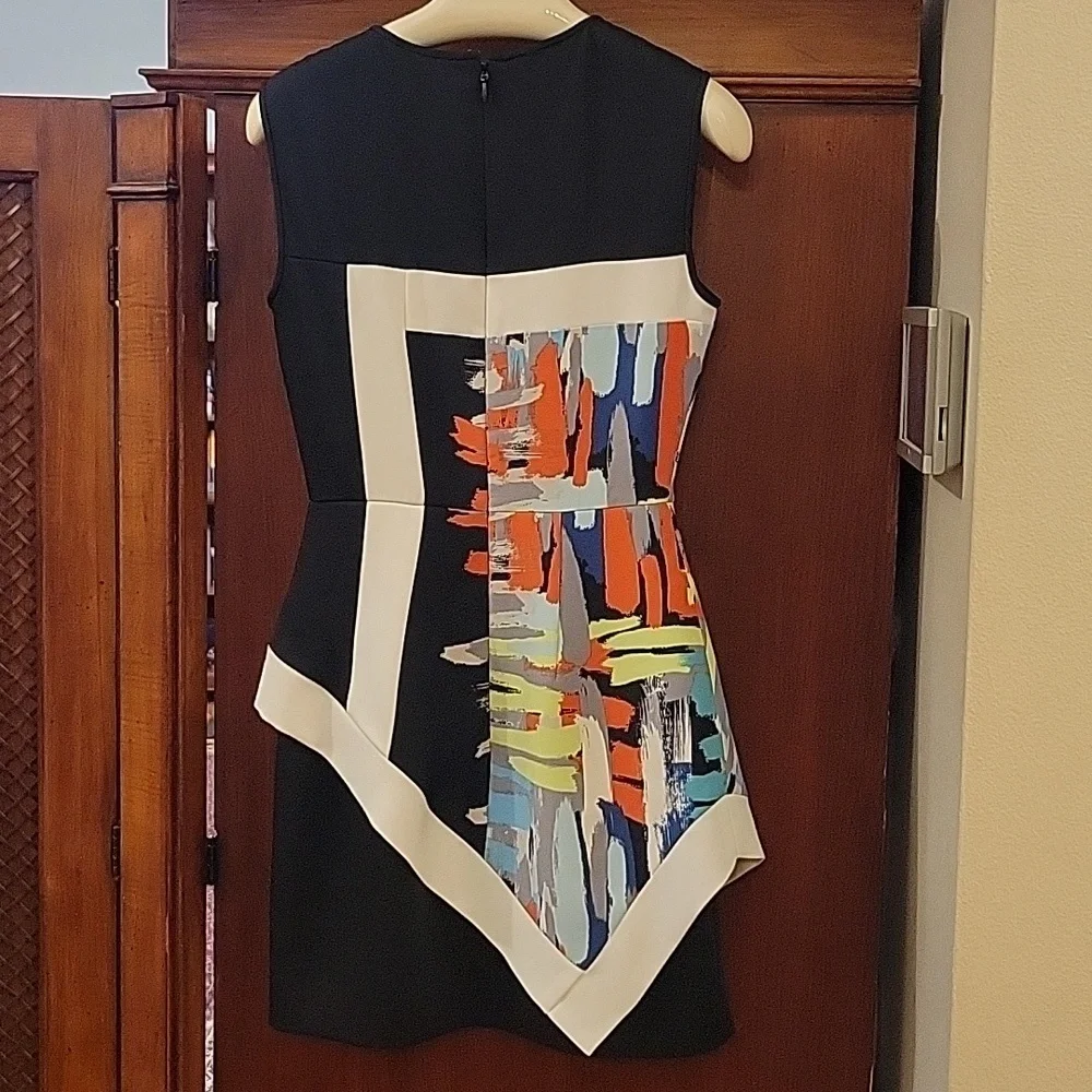 BCBGMaxAzria Sleeveless "Alessandra" Asymmetrical Handkerchief Peplum Mini Dress - Picture 5 of 14